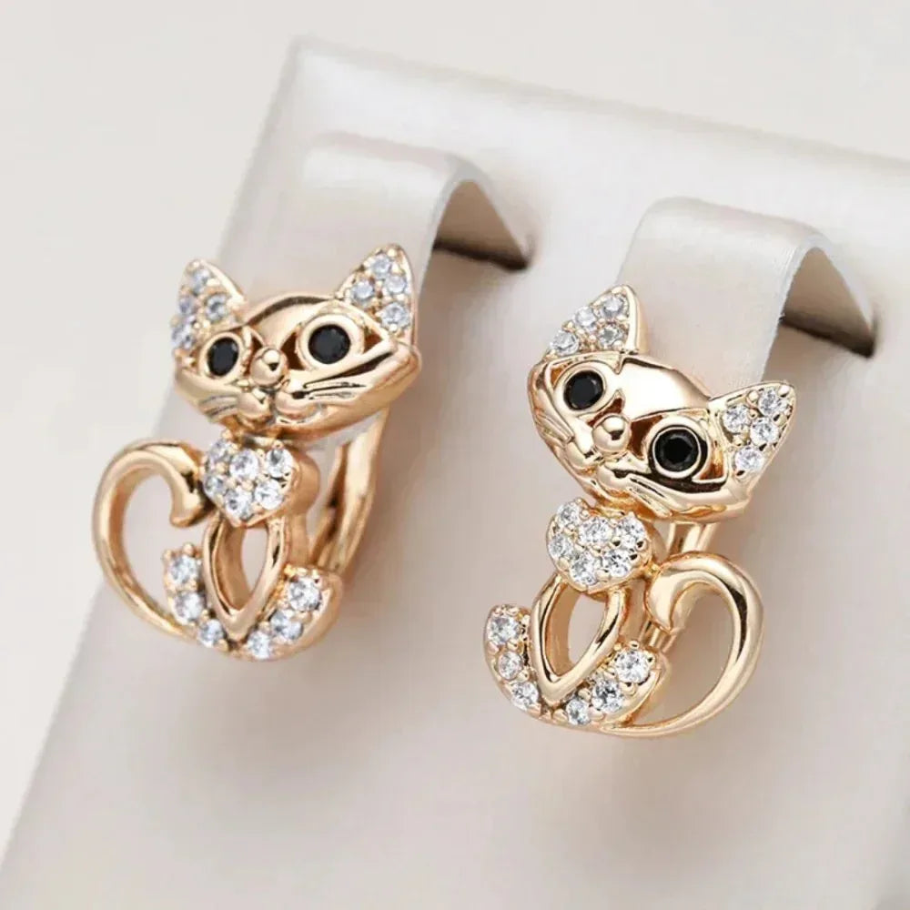 Elegant Zirconia Cat Earrings - Sarah and Emma Portland