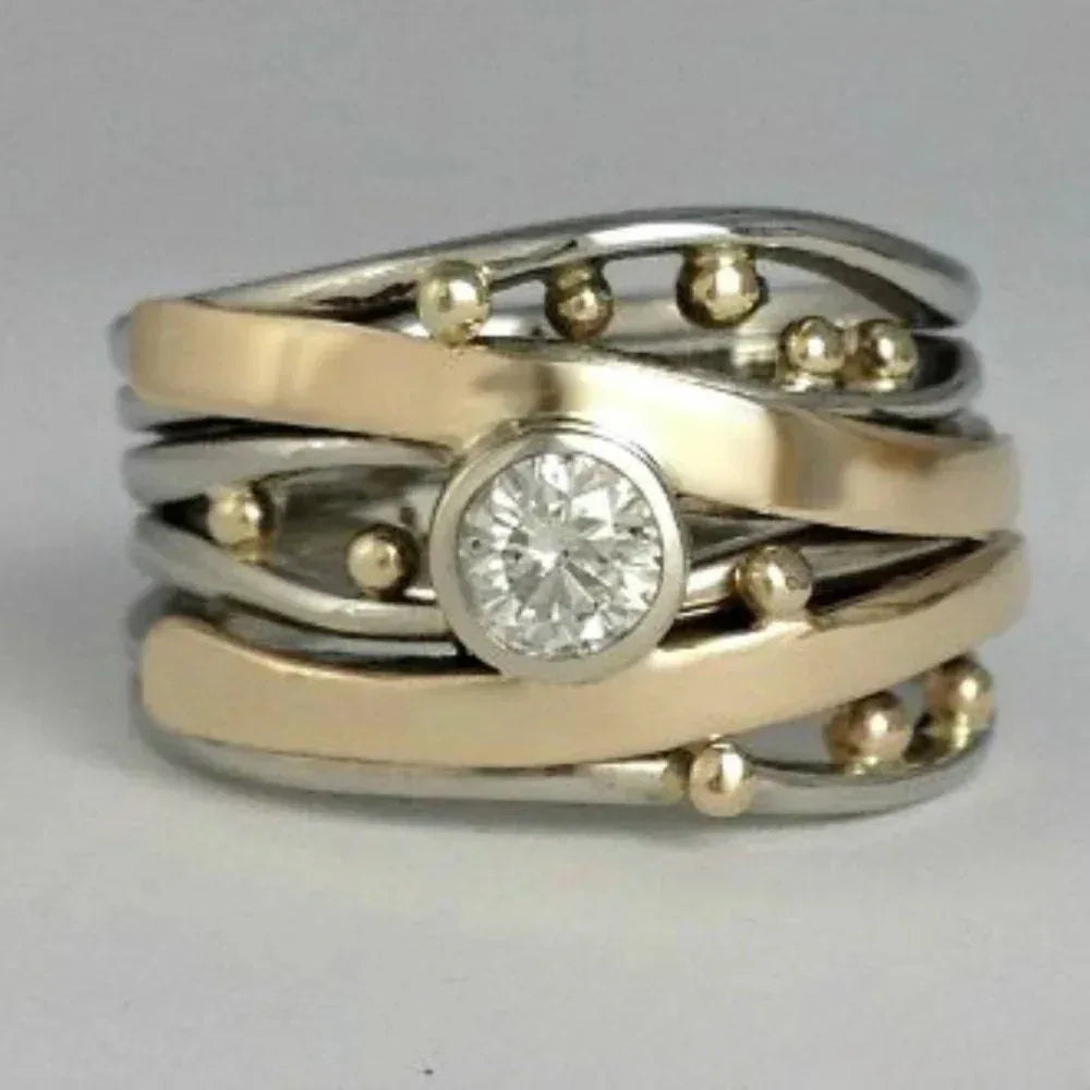 Classic Gold Inlaid Zirconia Ring - Sarah and Emma Portland
