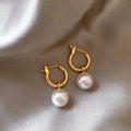 Elegant Earrings with Golden Pearls - Sarah and Emma Portland