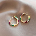 Elegant Gold Earrings with Colorful Enamel - Sarah and Emma Portland