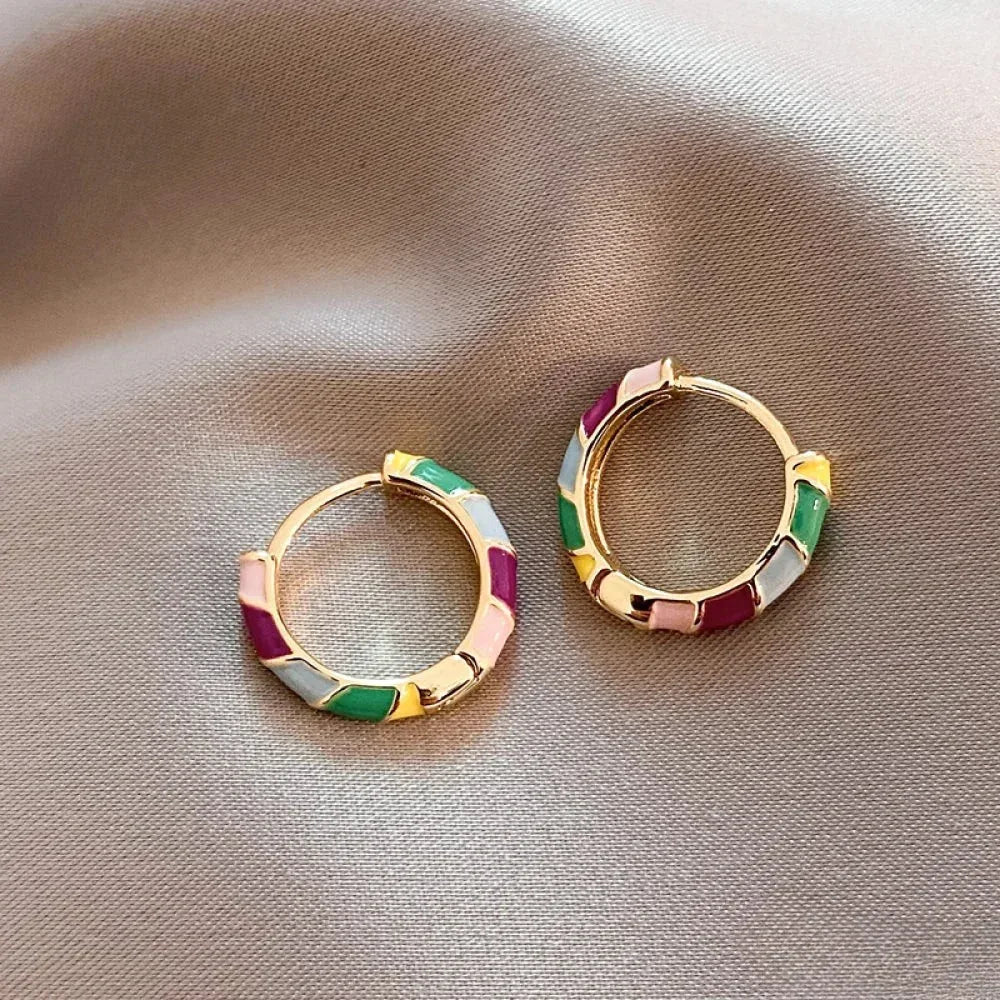 Elegant Gold Earrings with Colorful Enamel - Sarah and Emma Portland