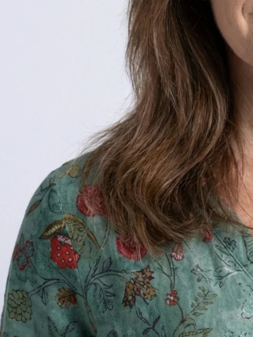Marina | Floral V Neck Three Quarter Sleeve Maxi Dress - Sarah and Emma Portland