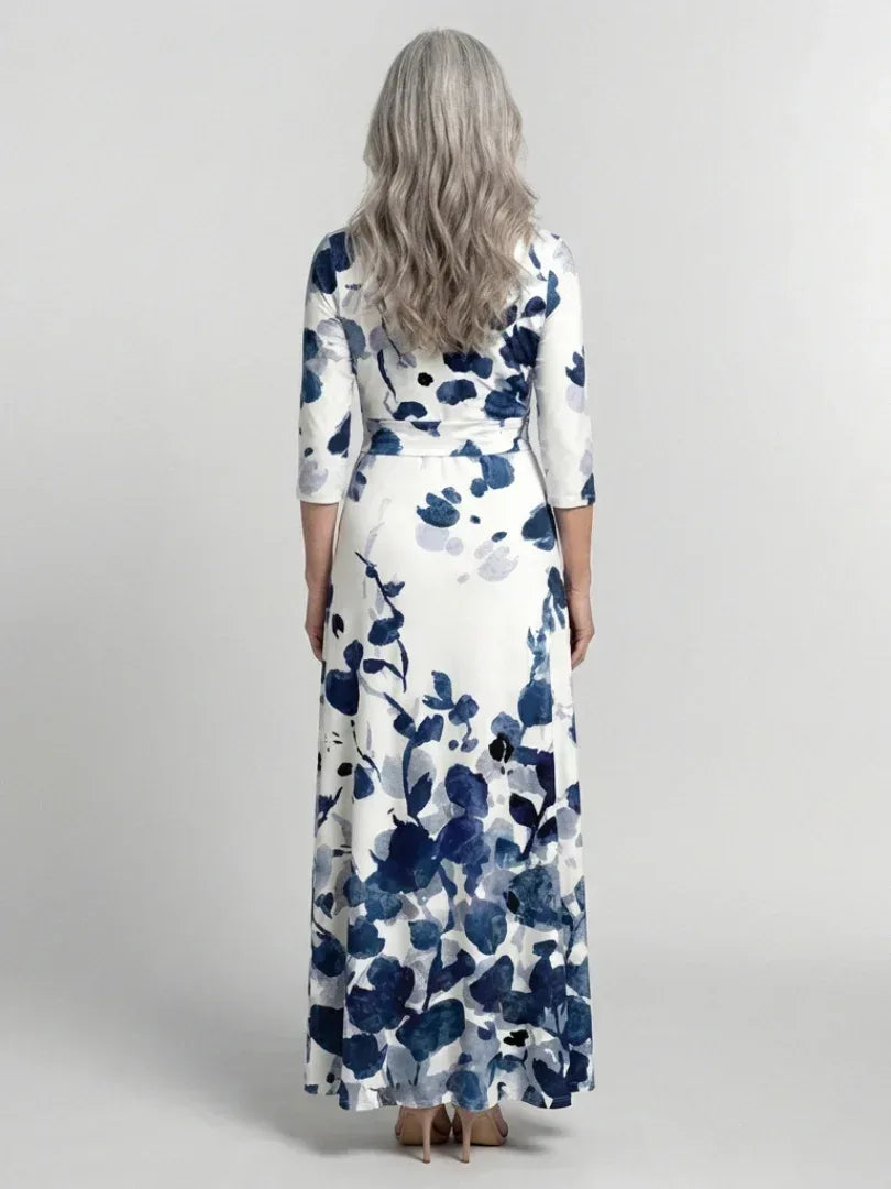Eleanor | Three Quarter Sleeve V Neck Floral Maxi Dress - Sarah and Emma Portland