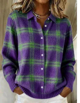 Maria™ – Soft Hoodie Blouse with Check Pattern - Sarah and Emma Portland