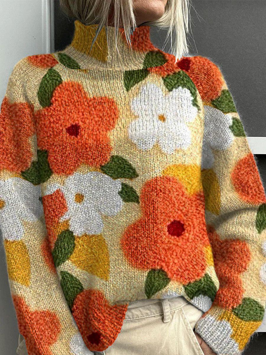 Jessie | Cozy Floral Turtleneck Sweater - Sarah and Emma Portland