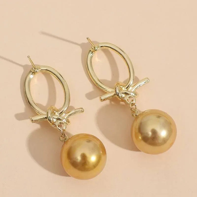 Golden Pearl Hoop Earrings - Sarah and Emma Portland