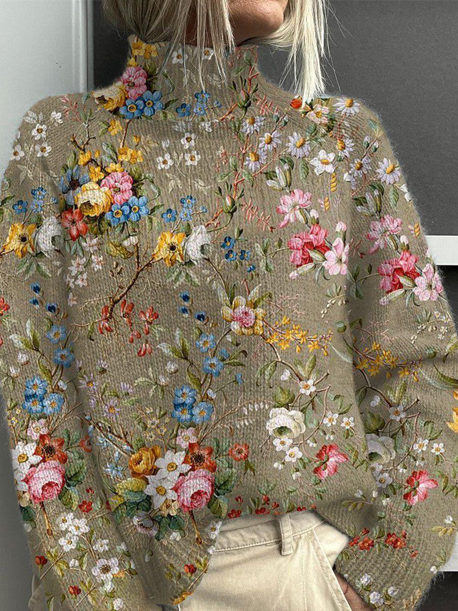 Jessie | Cozy Floral Turtleneck Sweater - Sarah and Emma Portland