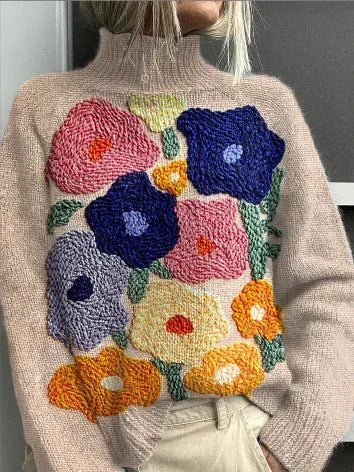 Jessie | Cozy Floral Turtleneck Sweater - Sarah and Emma Portland