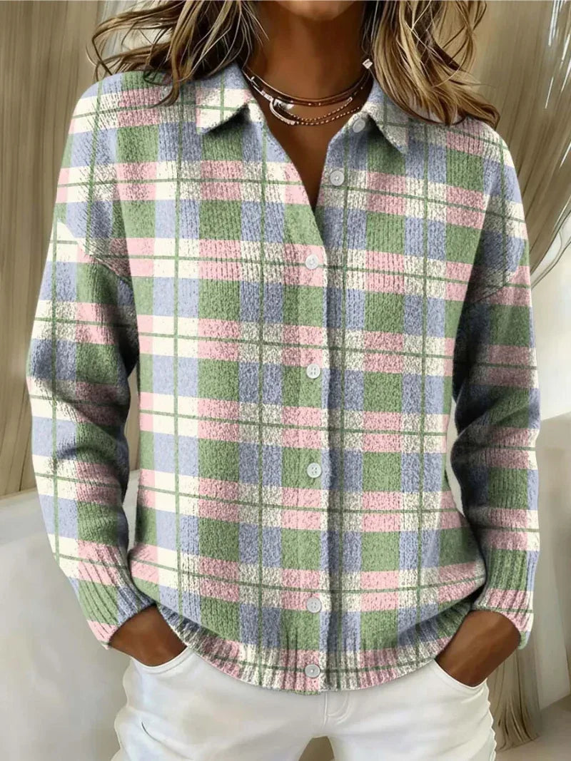 Lena™ – Checked Hoodie Blouse in Fresh Pastel Colors - Sarah and Emma Portland