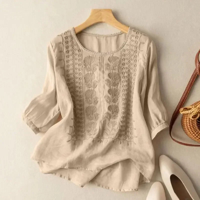 Aurora – Embroidered Relaxed Blouse - Sarah and Emma Portland