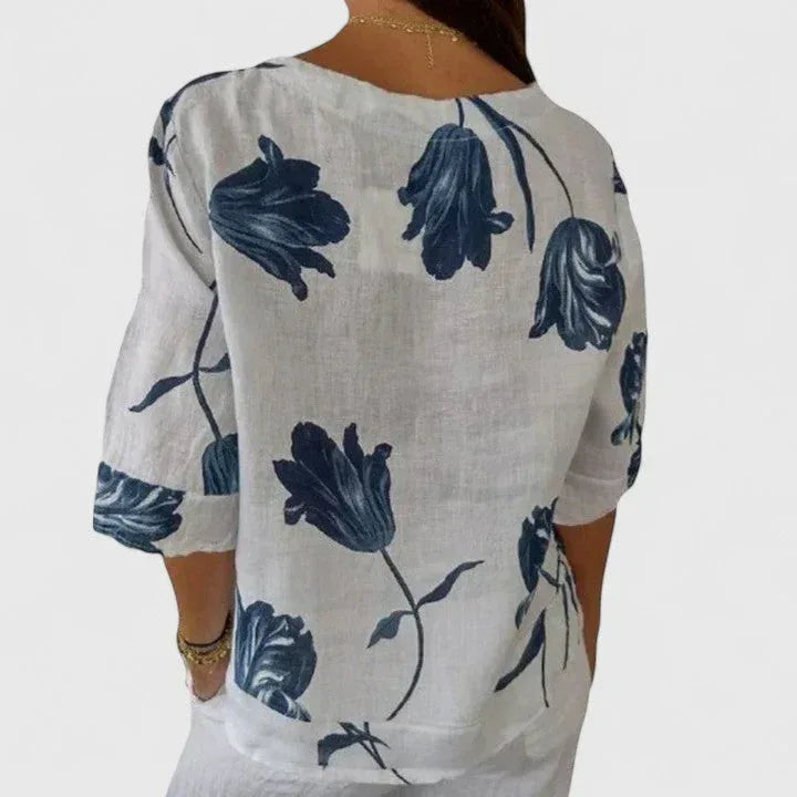 Isabel | Elegant Floral Print Blouse - Sarah and Emma Portland