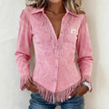 Kinsley │ Fringe Suede Button-Up Blouse - Sarah and Emma Portland