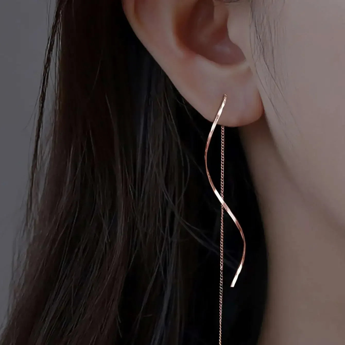 Long Earrings with Wavy Design - Sarah and Emma Portland