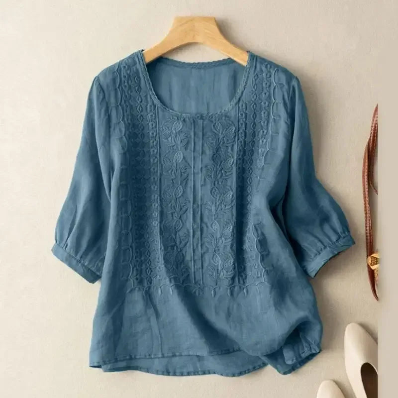 Aurora – Embroidered Relaxed Blouse - Sarah and Emma Portland