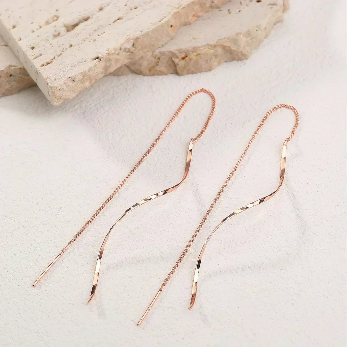 Long Earrings with Wavy Design - Sarah and Emma Portland