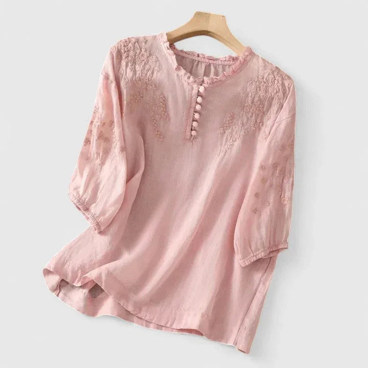 Vasilene | Elegant Button-Front Blouse - Sarah and Emma Portland