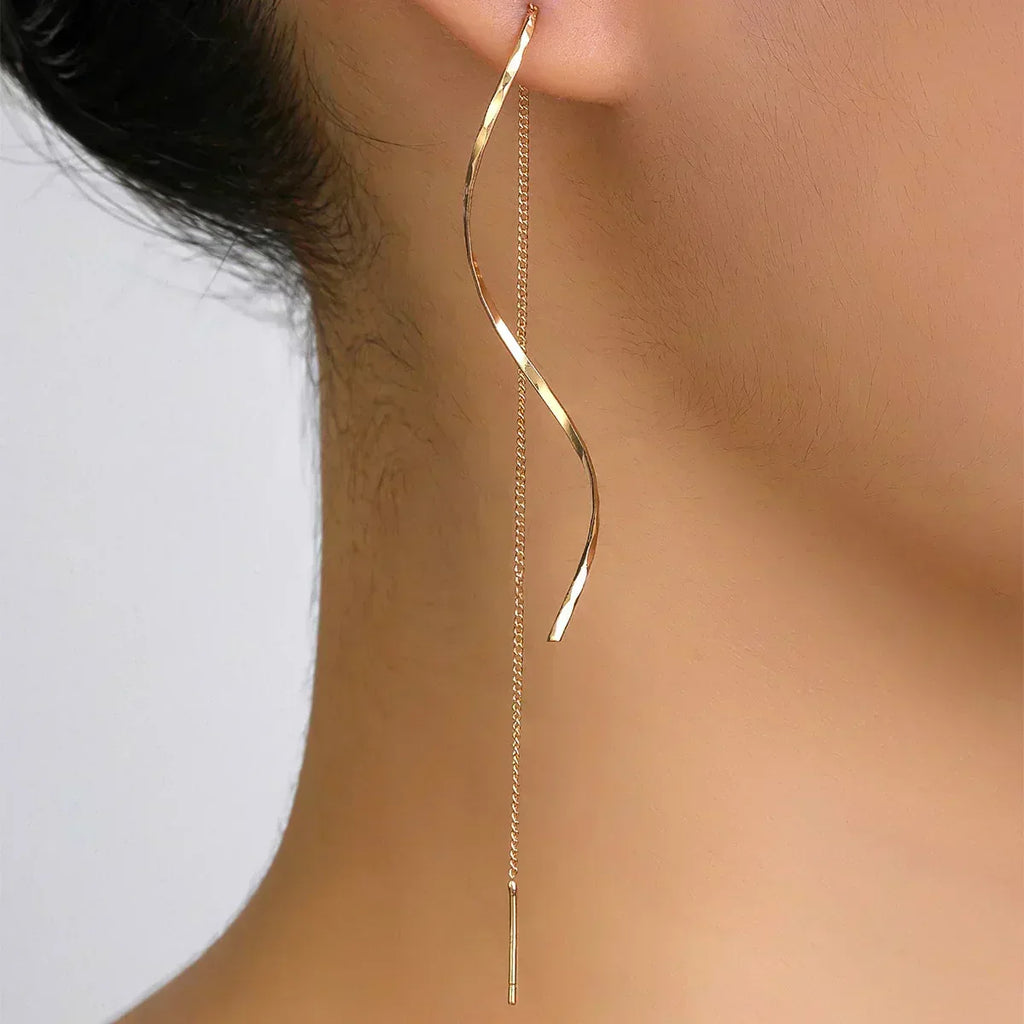 Long Earrings with Wavy Design - Sarah and Emma Portland