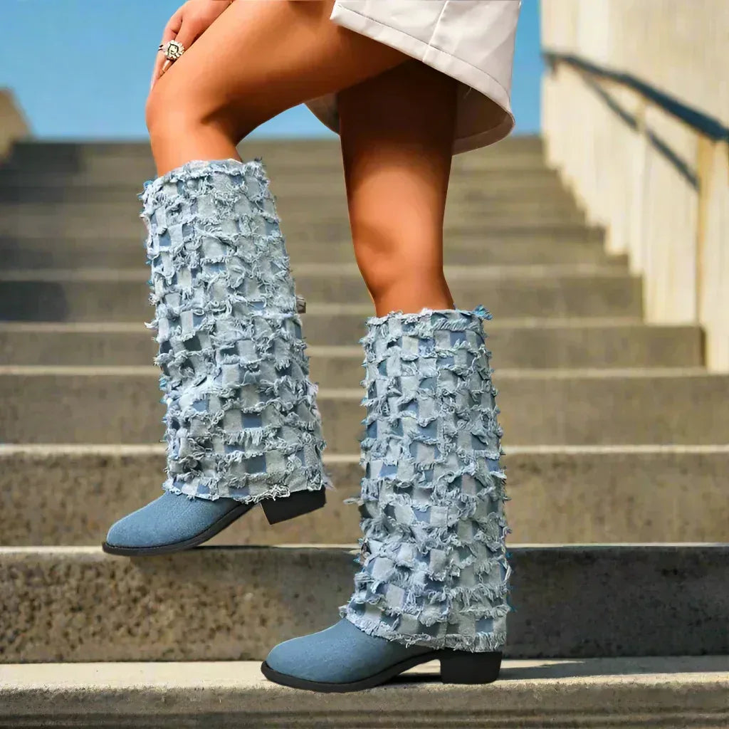 AMELIA MONTROSE DENIM HEELS - Sarah and Emma Portland