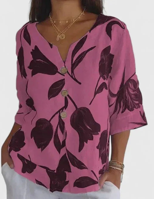Isabel | Elegant Floral Print Blouse - Sarah and Emma Portland