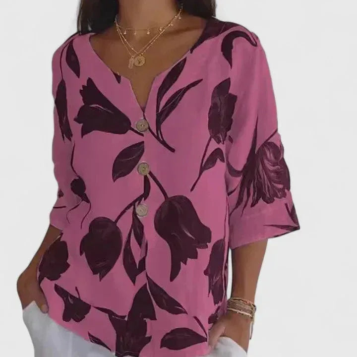 Isabel | Elegant Floral Print Blouse - Sarah and Emma Portland