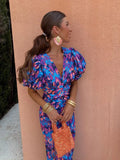 Loren™  | Vibrant Midi Dress with Puff Sleeves