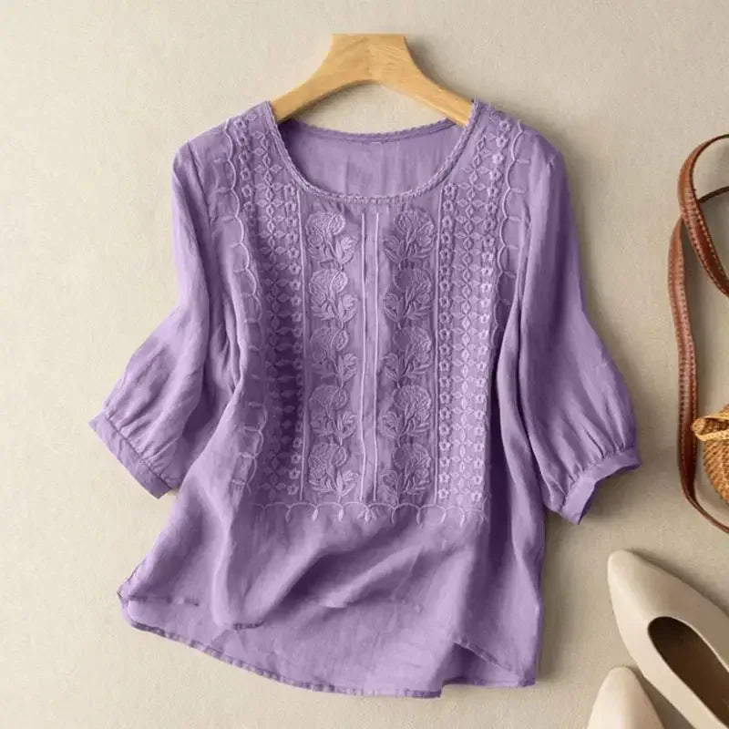 Aurora – Embroidered Relaxed Blouse - Sarah and Emma Portland