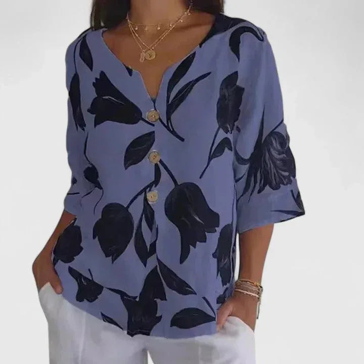 Isabel | Elegant Floral Print Blouse - Sarah and Emma Portland