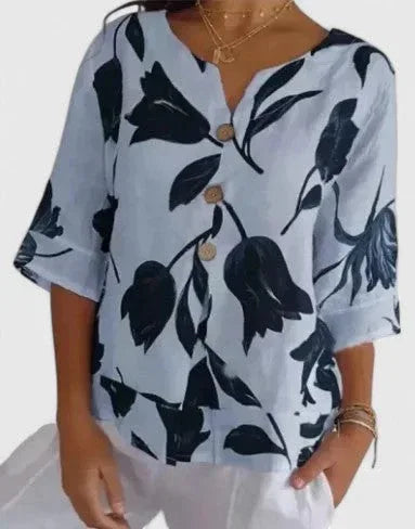 Isabel | Elegant Floral Print Blouse - Sarah and Emma Portland