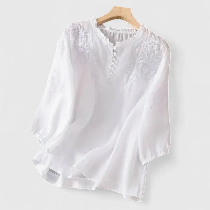 Vasilene | Elegant Button-Front Blouse - Sarah and Emma Portland