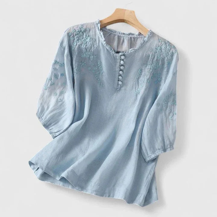 Vasilene | Elegant Button-Front Blouse - Sarah and Emma Portland