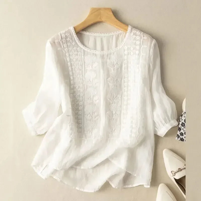 Aurora – Embroidered Relaxed Blouse - Sarah and Emma Portland