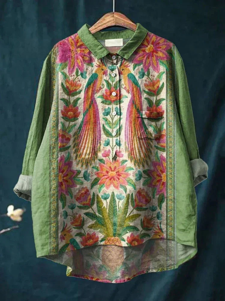 Lina | Vibrant Floral Embroidered Shirt - Sarah and Emma Portland