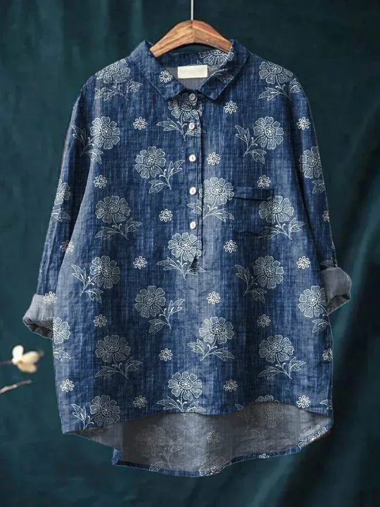 Lina | Vibrant Floral Embroidered Shirt - Sarah and Emma Portland