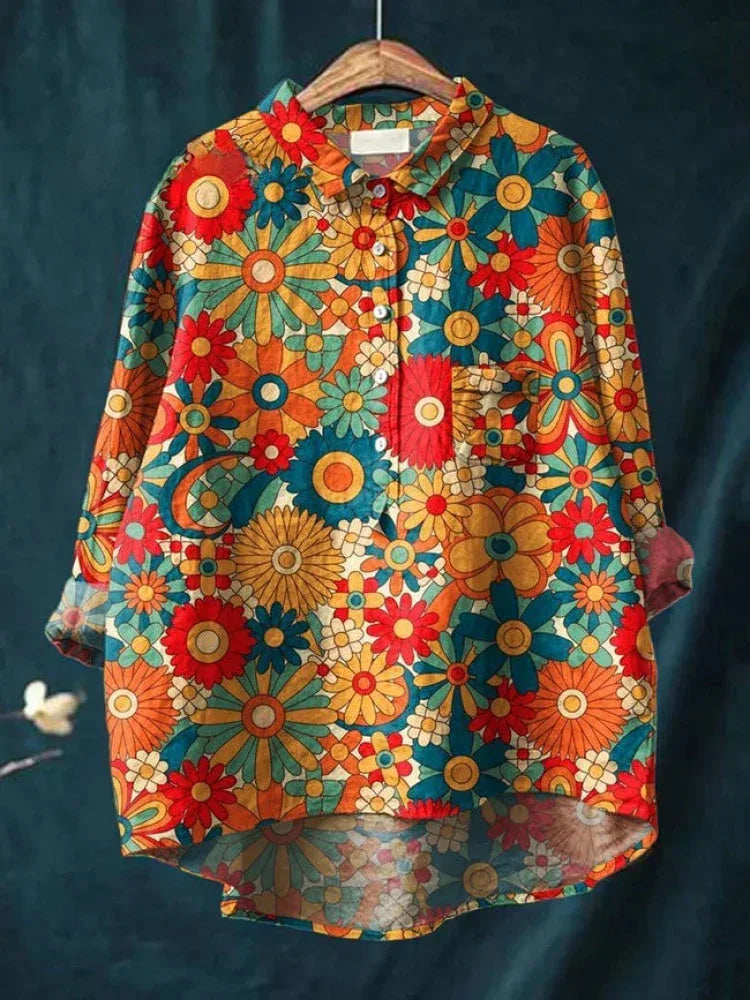 Lina | Vibrant Floral Embroidered Shirt - Sarah and Emma Portland
