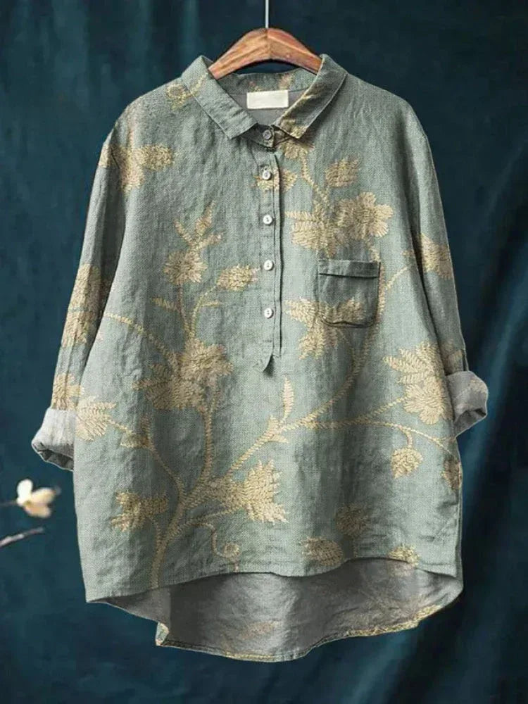 Lina | Vibrant Floral Embroidered Shirt - Sarah and Emma Portland