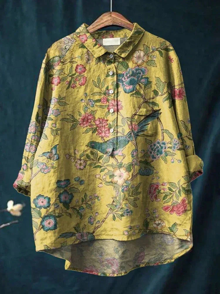 Lina | Vibrant Floral Embroidered Shirt - Sarah and Emma Portland