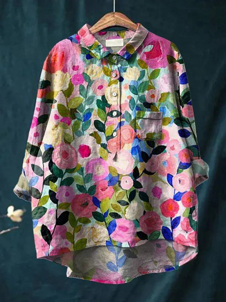 Lina | Vibrant Floral Embroidered Shirt - Sarah and Emma Portland