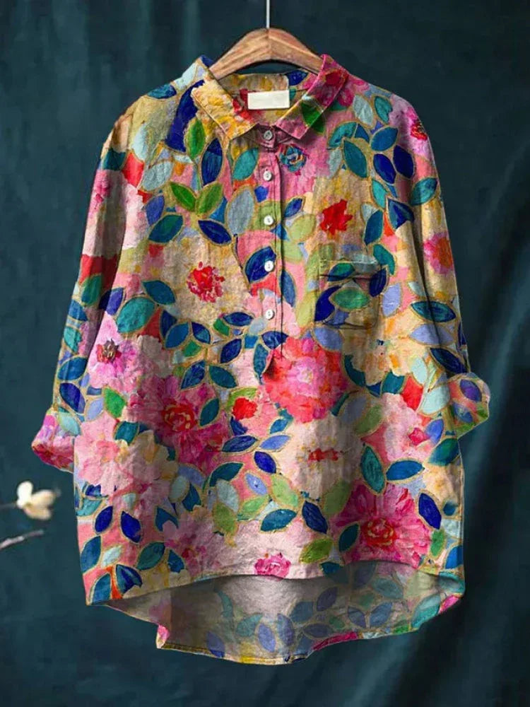Lina | Vibrant Floral Embroidered Shirt - Sarah and Emma Portland