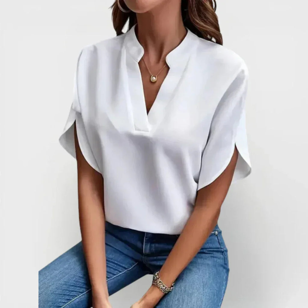 Beatrix | Soft and Elegant V-Neck Shirt - Sarah and Emma Portland