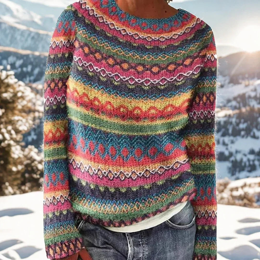 Liv – Winter Sweater with Nordic Shoulder Pattern - Sarah and Emma Portland