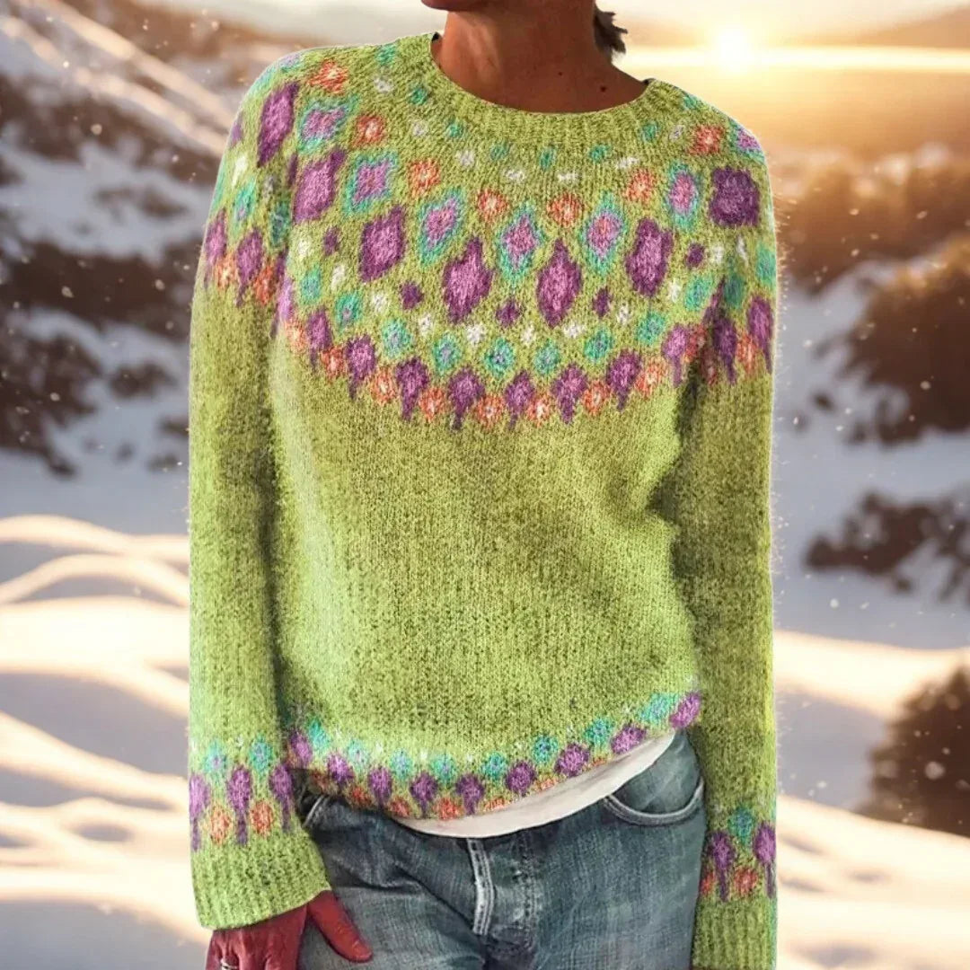 Matilda – Comfort Knit sweater with Fair Isle Detail - Sarah and Emma Portland