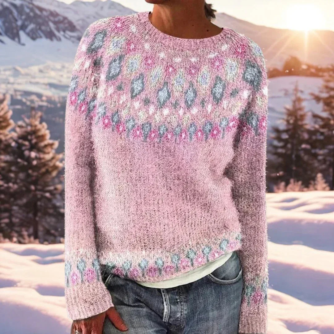 Elizabeth - Soft Knit Sweater with Traditional Woven Shoulder Detail - Sarah and Emma Portland