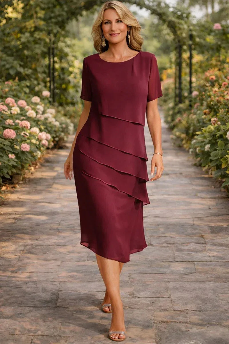 Elena | Layered Chiffon Midi Dress - Sarah and Emma Portland