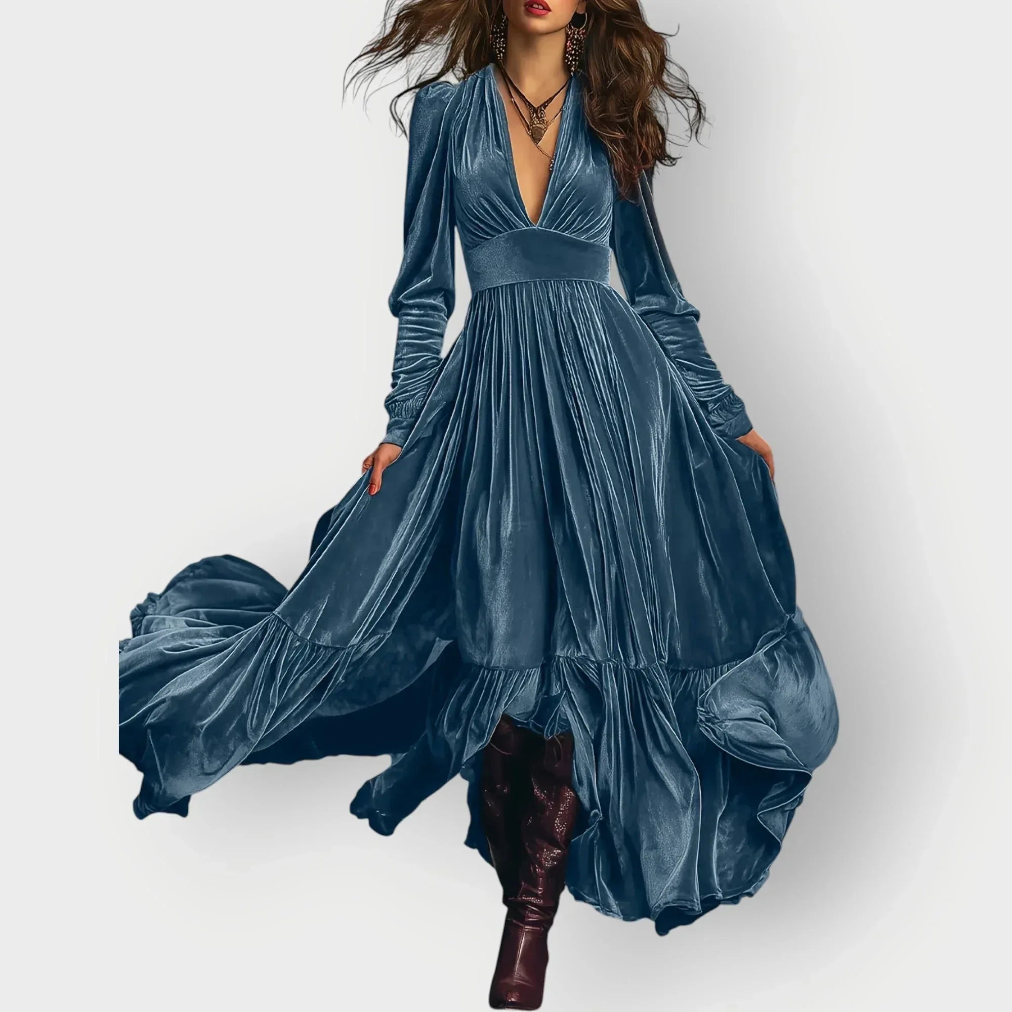 Alorae | Vintage A-Line Velvet Maxi Dress - Sarah and Emma Portland