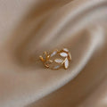 Adjustable Gold Ring with White Opal Leaf - Sarah and Emma Portland