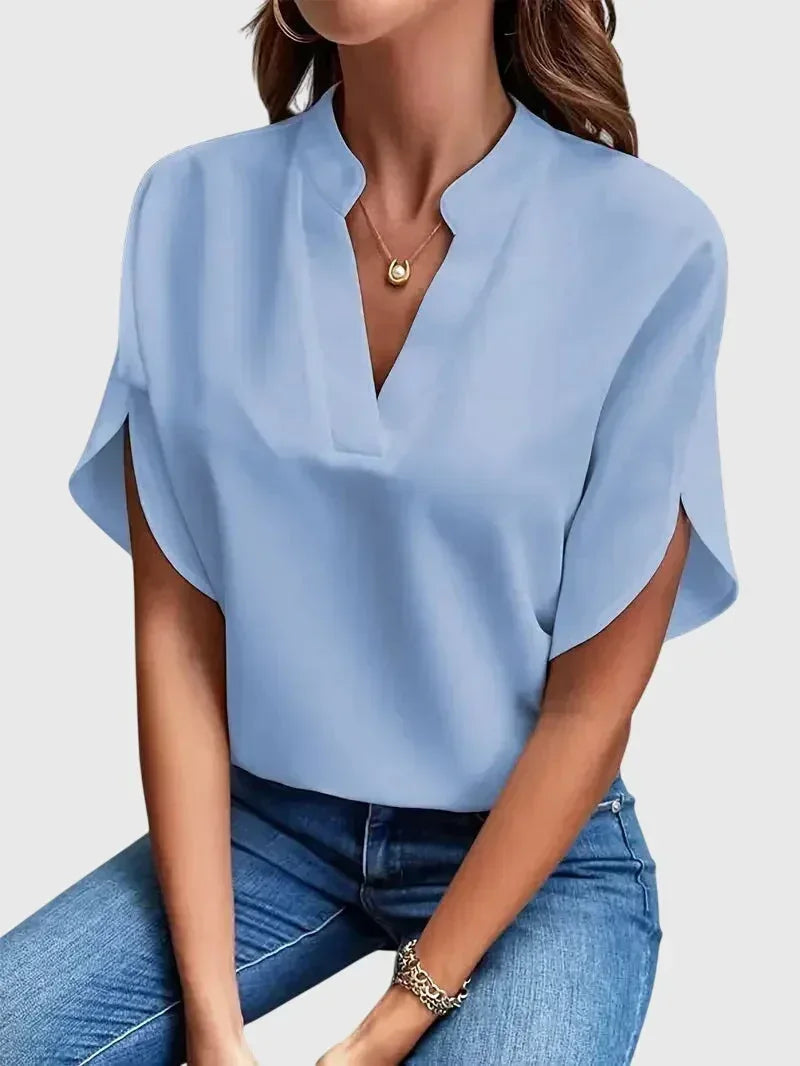Beatrix | Soft and Elegant V-Neck Shirt - Sarah and Emma Portland