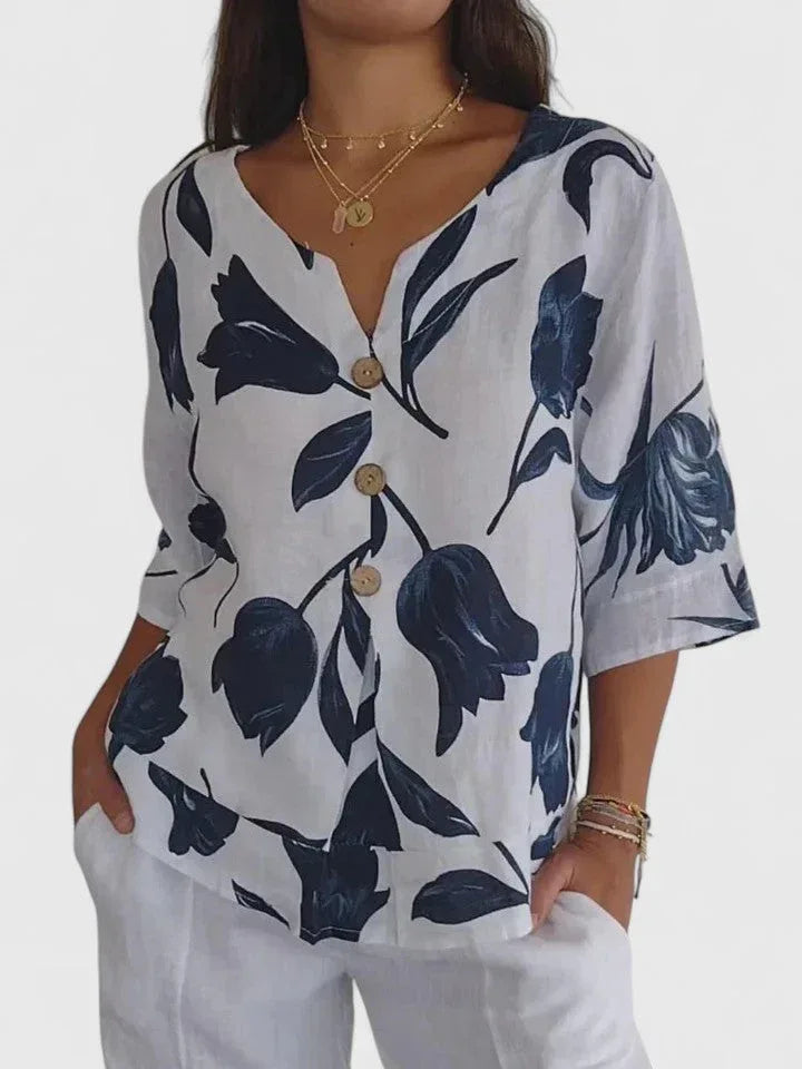 Laura | Comfortable V-Neck Blouse - Sarah and Emma Portland