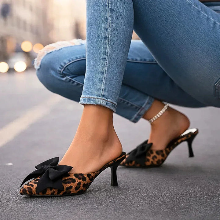 SIENNA LEOPARD BOW HEELS - Sarah and Emma Portland