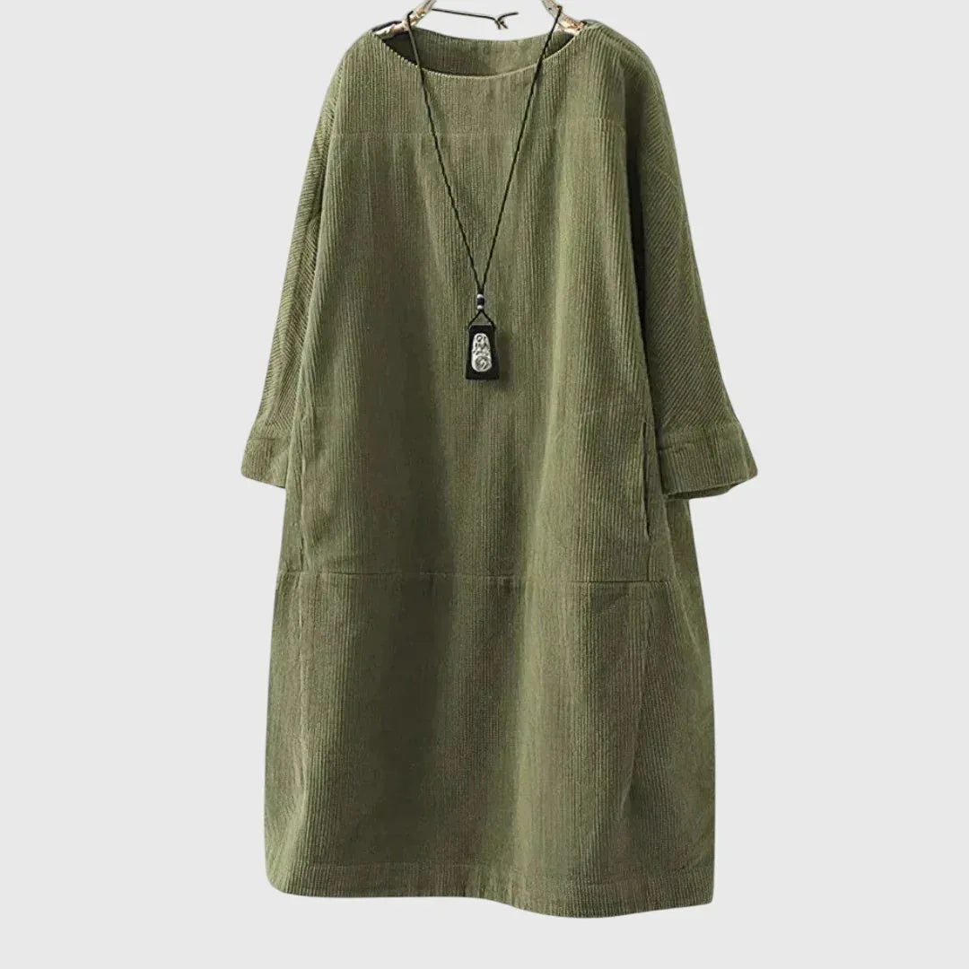 Grace | Relaxed Corduroy Midi Dress - Sarah and Emma Portland