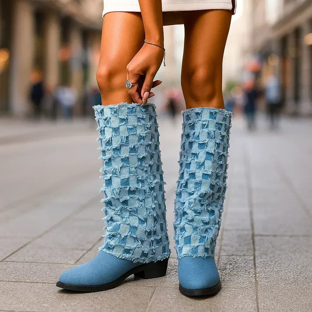 AMELIA MONTROSE DENIM HEELS - Sarah and Emma Portland